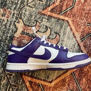 Purple and White Nike Dunk Sneakers